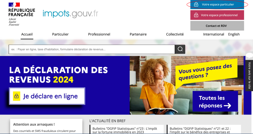 Portail site impôts