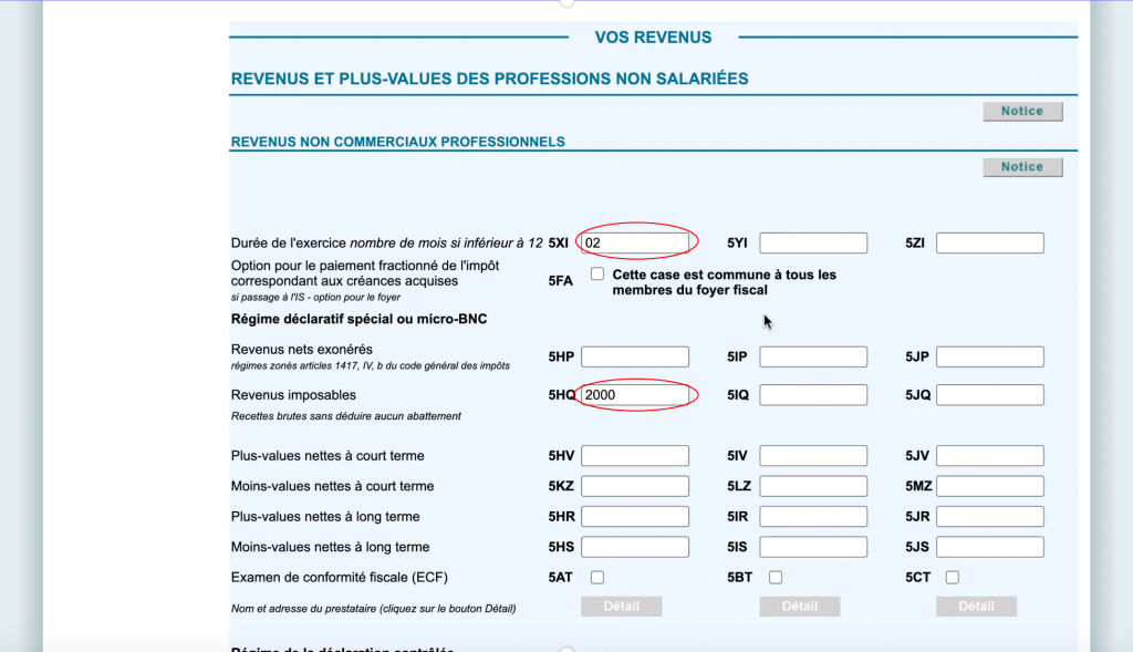 Déclaration revenus